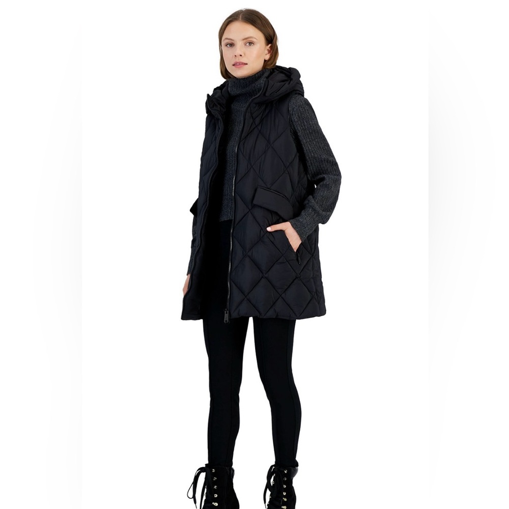 Sam Edelman Women's Long Hooded Puffer Vest New Size L